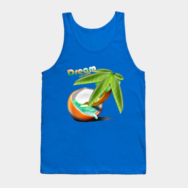 Tropical dream island with coco tree Tank Top by AdishPr